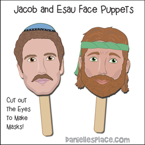 Jacob and Esau Masks or Stick Puppets Bible Craft
