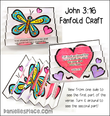 John 3:16 Fan-fold Bible verse Activity Sheet and Bible Craft