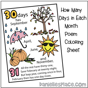Thirty Days has September Printable Activity Sheet - Learn number of days in month