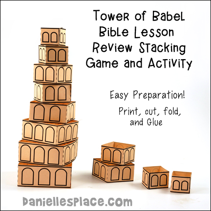 Tower of Babel Game, Tower of Bable Stacking Activity, Tower of Babel stacking  Bible lesson Review game, Printable Tower of Babel game for Children's Church