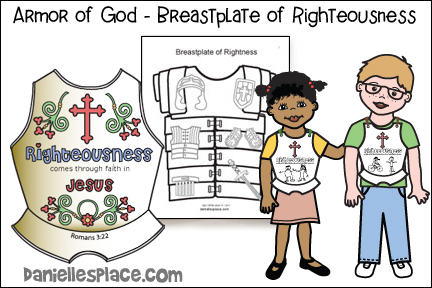 Armor of God Breastplate of Righteousness Bible lesson with Bible Crafts and Bible Games for Children