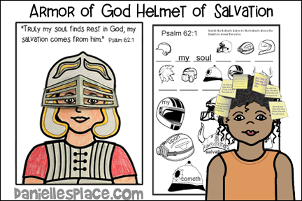 Armor of God Helmet of Salvation Bible Lesson with Bible Crafts and Bible Games for Children
