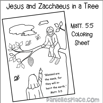 Jesus and Zacchaeus in a Tree Coloring Sheet for Children's Ministry