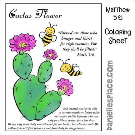 Beatitudes Coloring Sheet - Cactus for Matthew 5:6