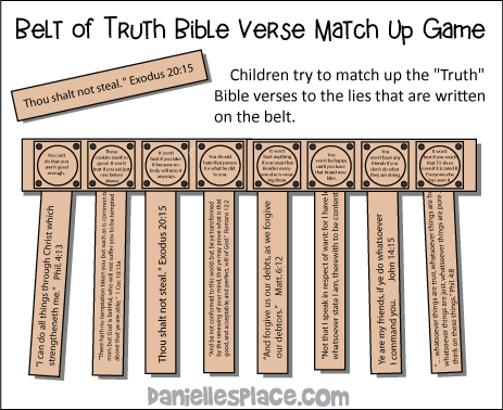 Belt of Truth Armor of God Match Up Bible Verse Game for Children