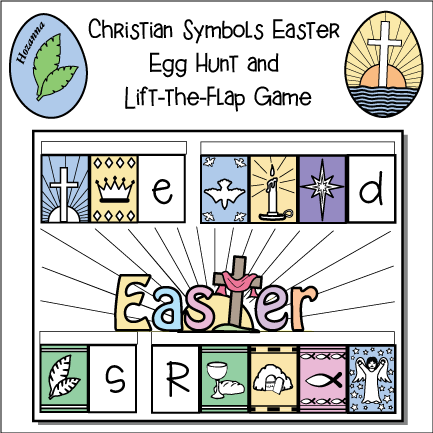 Christian Symbols Easter Egg Hunt and Lift-the-Flap Game for Children