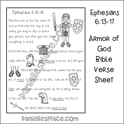 Armor of God Ephesians 6:13-17 Rebus Bible Verse Review Printable