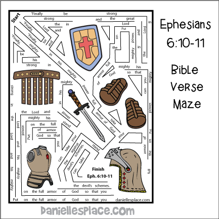 Armor of God Ephesians 6:10-11 Bible Verse Maze Bible Review Activity