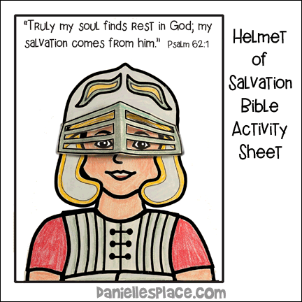 Helmet of Salvation Coloring and Activity Sheet for Children's Ministry
