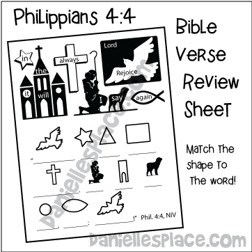 Phlippians 4:4 Bible Verse Review Sheet