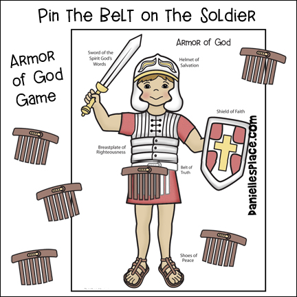 Pin the Belt on the Soldier Armor of God  Bible Game for children's Ministry