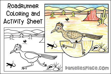 Runninig Roadrunner Activity and Coloring Sheet for Children