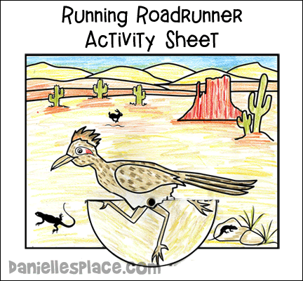 Running Roadrunner Activity Sheet and Coloring Sheet Craft for Kids