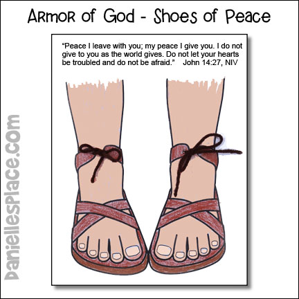 Armor of God Shoes of Peace coloring and Activity Sheet for Children's Church