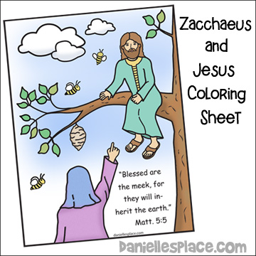 Zacchaeus and Jesus Coloring Sheet Picture