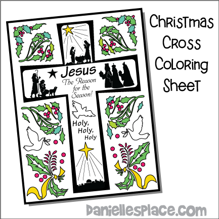Christmas Cross Coloring Sheet Craft