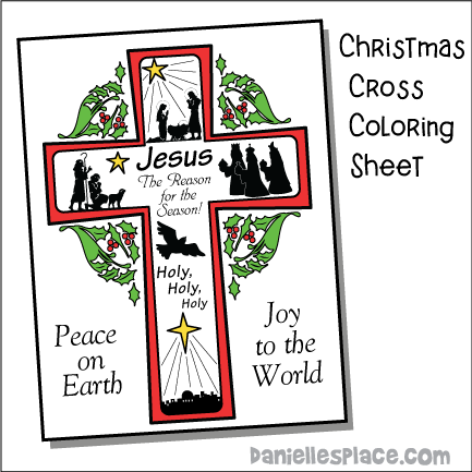 Christmas Cross Coloring Sheet for Younger Children