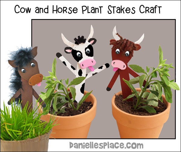 Cow and Horse Plant Stakes Craft