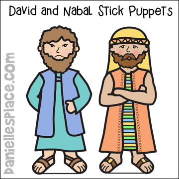 David and Nabal Stick Puppets