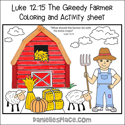The Rich Fool or Farmer Coloring and Activity Sheet for Children's Ministry