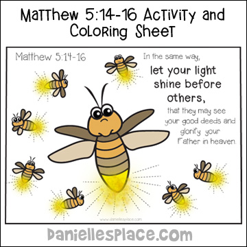 Firefly Faith Matthew 5:14-16 coloring and activity Sheet for Children's Ministry