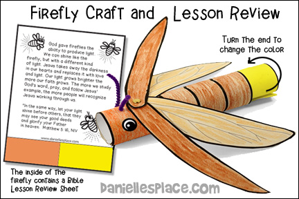 Firefly Craft with Lesson Review Sheet inside.