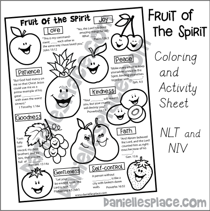 Fruit of the Spirit Fill-in-the-blank Activity Sheet for Children's Ministry