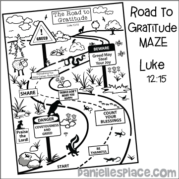 Greed to Gratitude Maze Activity Sheet for Sunday School