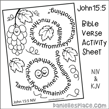 John 15:5, "I am the Vine" Bible Verse Activity Sheet