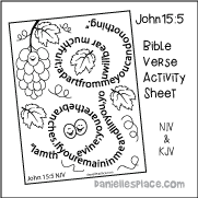 John 15:5 Bible Verse Activity Sheet