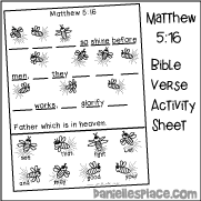 Matthew 5:16 Bible Verse Activity Sheet - Let Your Light Shine Before Men
