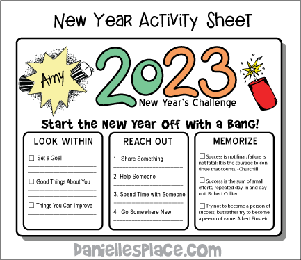 New Year Activity Sheet - Start the New Year Off with a Bang!