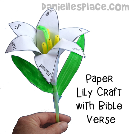 Paper Lilly Craft with Bible Verse