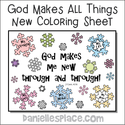 He Makes Me New Through and Through Bible Verse Coloring Sheet for New Years Bible Lesson for Children