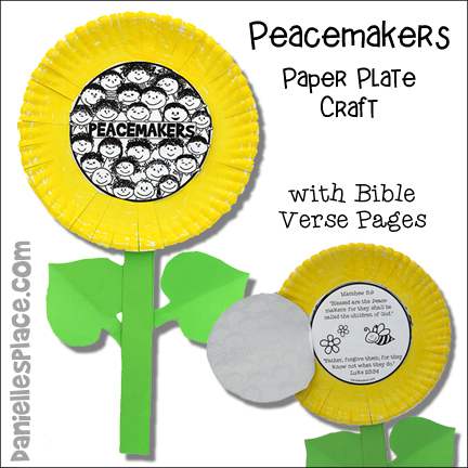 Peacemaker Sunflower Paper Plate Craft with Bible Verses 