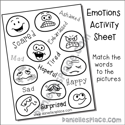 Emotions Activity Sheet for Jonah and the Whale Bible Lesson