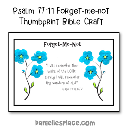 Forget-me-not Thumbprint Bible Verse Picture Craft for Children's Ministry