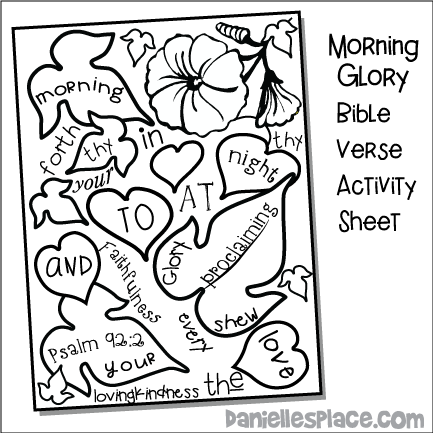 Morning Glory Bible Verse Activity Sheet for Children Ministry - Psalm 92:2