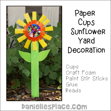 Paper Cup Sunflower Yard Decoration Craft for Children's Ministry