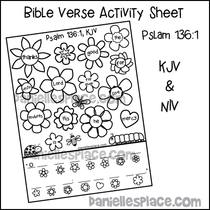 Psalm 136:1 Bible Verse Activity sheet