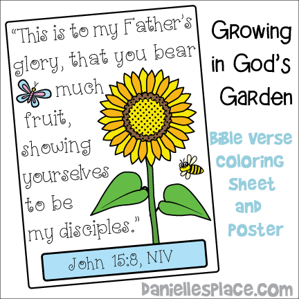 Growing in God's Garden Sunflower Bible Verse Coloring Sheet and Poster