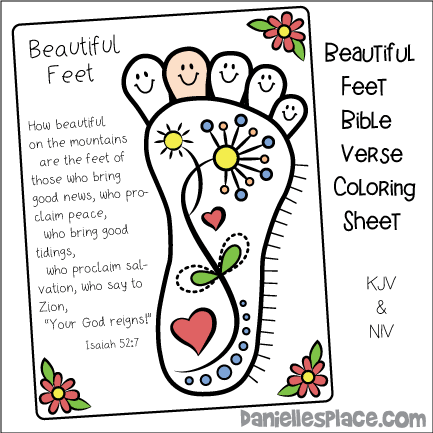 Beautiful Feet Coloring Sheet for Isaiah 52:7 