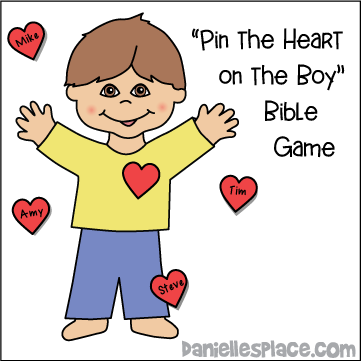 Pin the Happy Heart on the Boy Bible Lesson Review Game