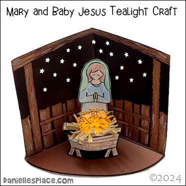 Nativity Christmas craft for Children's Ministry using paper, and a tealight.