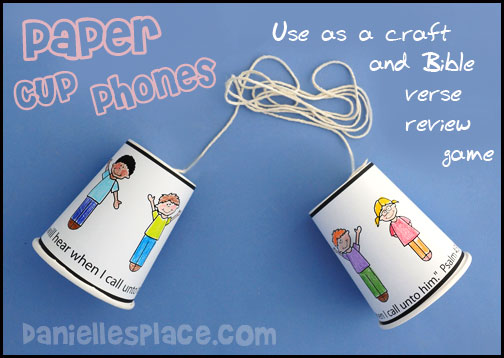 Paper Cup Phone Craft and Bible Verse Review Game - Call on God!
