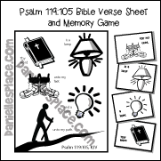 Psalm 119:105 Bible Verse Activity sheet and Memory Game