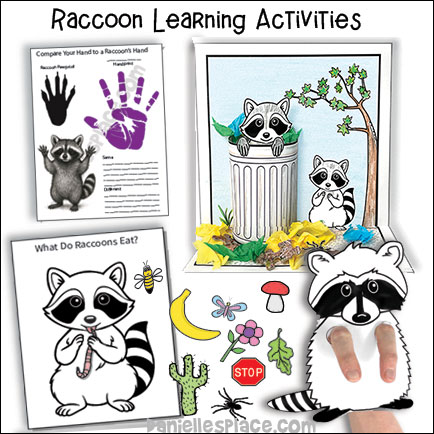 Raccoon Crafts and Learning Activities for Children including "The Kissing Hand" Activity Sheet