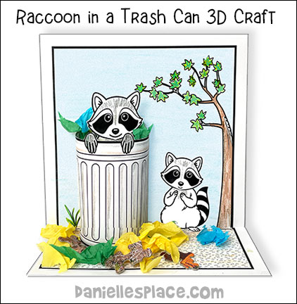 Raccoon in a Trash Can 3D Activity Sheet