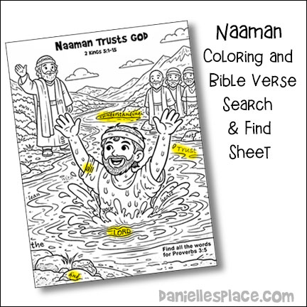 Naaman Coloring and Search & Find Bible Verse Activity Sheet