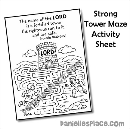 Strong Tower Bible Verse Maze Activity Sheet